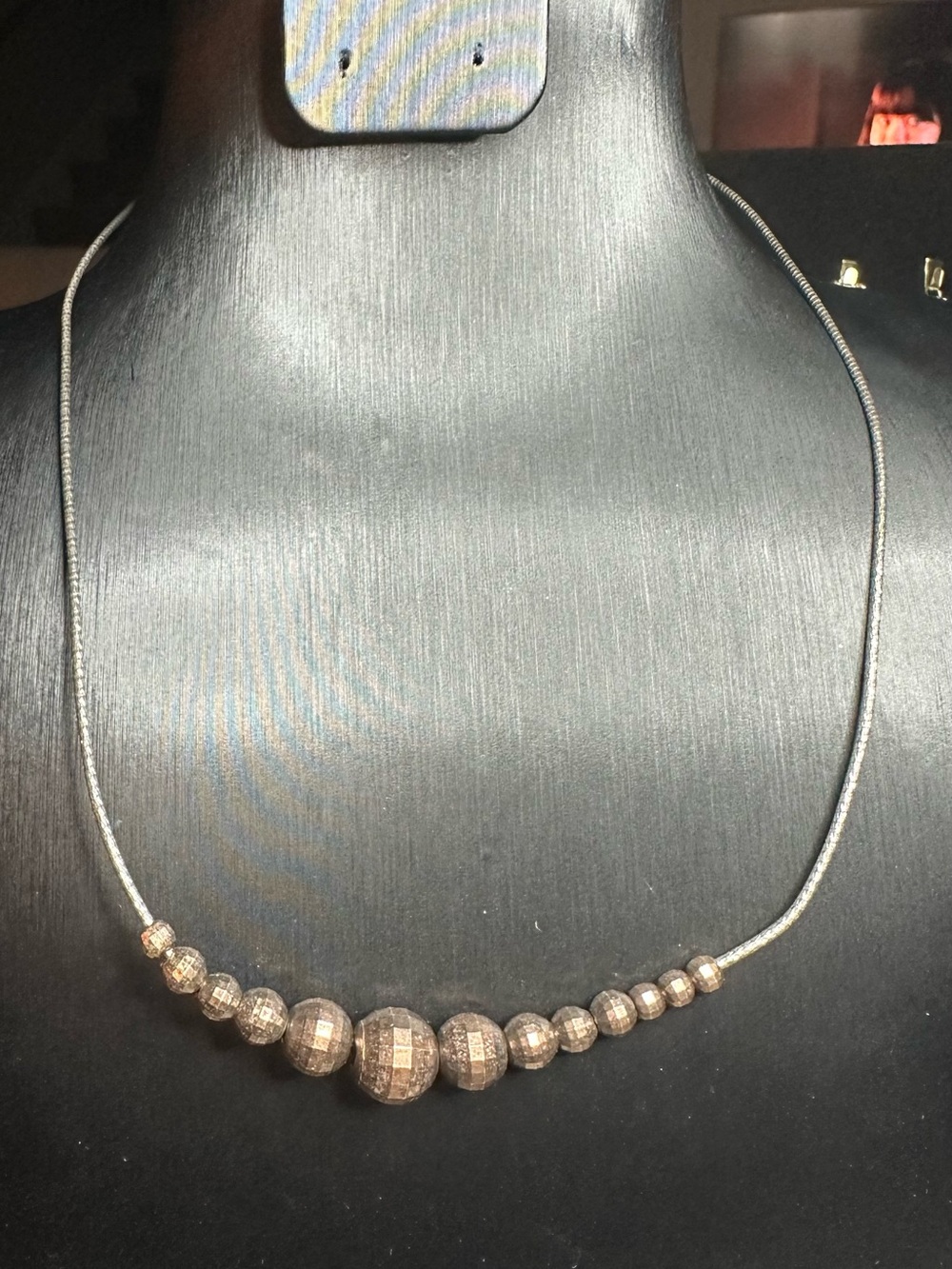 Faceted Bead Necklace Sterling Silver